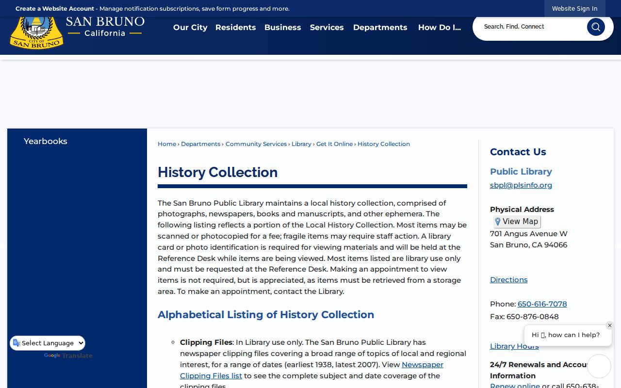 San Bruno city directory History Collection