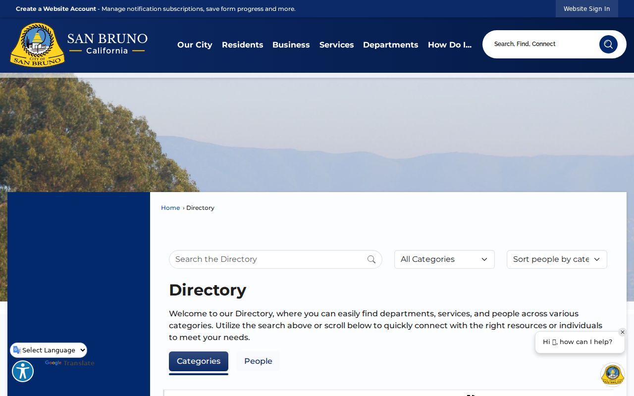 San Bruno residents directory city staff search