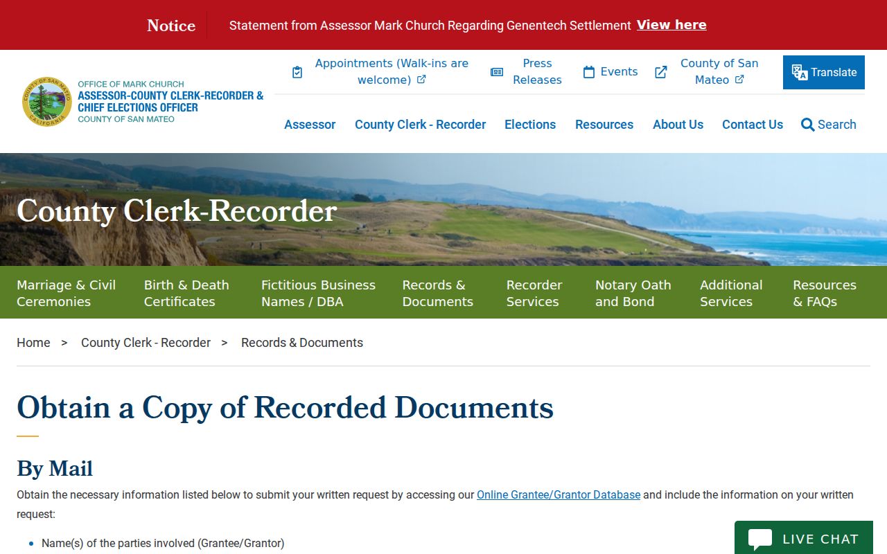 San Bruno previous residents recorded document request